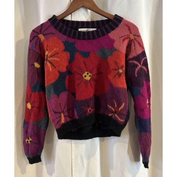 Peruvian Connection Womens Art-to-Wear Floral Knit Alpaca Wool Sweater  Small - Picture 1 of 4